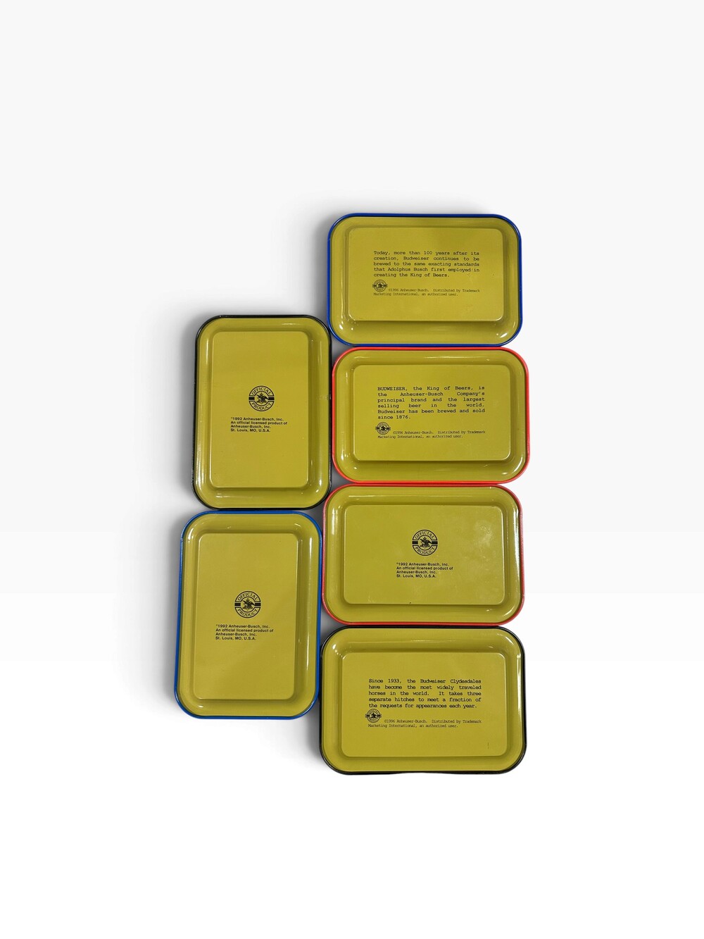 Anheuser-Busch Budweiser Vintage Set of 6 Metal Serving Trays